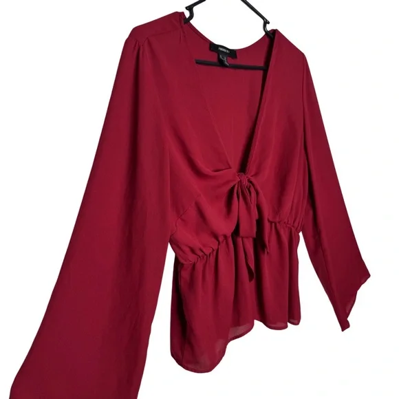 Forever 21 Plus Red Y2K Bell sleeve Baby doll top Fairy core Women Plus sz 2X - Picture 5 of 7